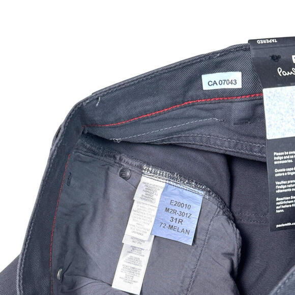 NWT Paul Smith Men’s Tapered Fit Jeans 31Rx31 Gray Trousers Stretch Cotton $300 - Picture 9 of 14